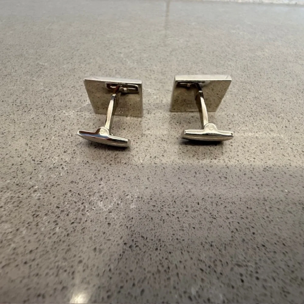 Men's Duchamp London Silver Paisley Blue & Purple Cufflinks -EUC